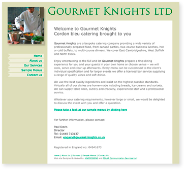 Gourmet Knights website